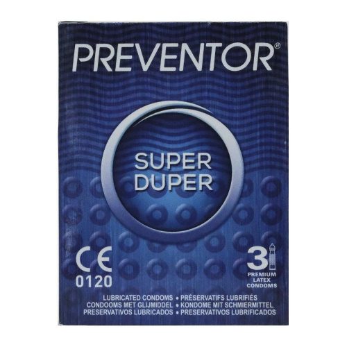 Preventor Super Duper redőzött, rücskös felületű óvszer (3 db) (Közeli lejárati idő)